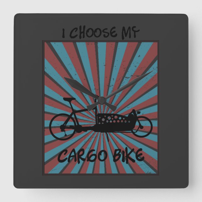 Reloj Cuadrado Lastenrad im Auge mit Strahlen und Spruch (Anverso)