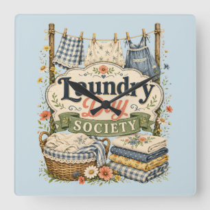 Reloj Cuadrado Laundry Day Society Cottagecore Florales
