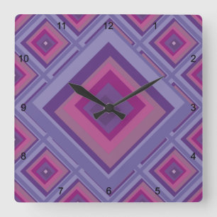 Reloj Cuadrado lavanda de pasión púrpura campos de diamante arte