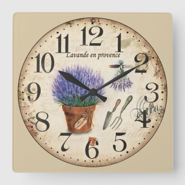 Reloj Cuadrado Lavende en Provenza (Anverso)