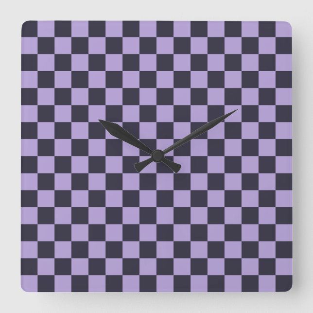 Reloj Cuadrado Lavender haze checkerboard pattern (Anverso)