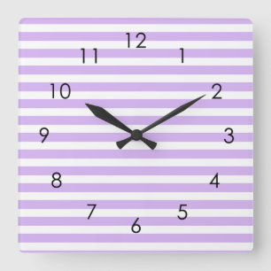 Reloj Cuadrado Lavender Horizontal Stripes Pastel Striped Lilac