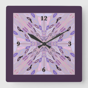 Reloj Cuadrado Lavender Mauve arte de abstracción geométrica púrp