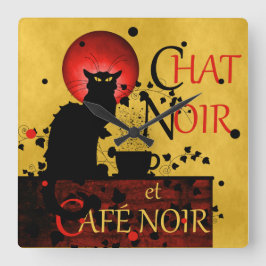 Reloj Cuadrado Le Chat Noir y Café Noir