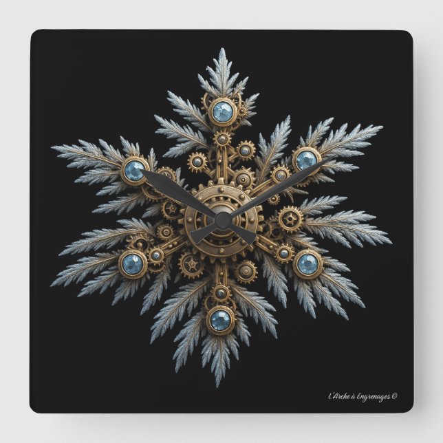 Reloj Cuadrado Le Flocon de Sidera – Artefact steampunk -  (Anverso)