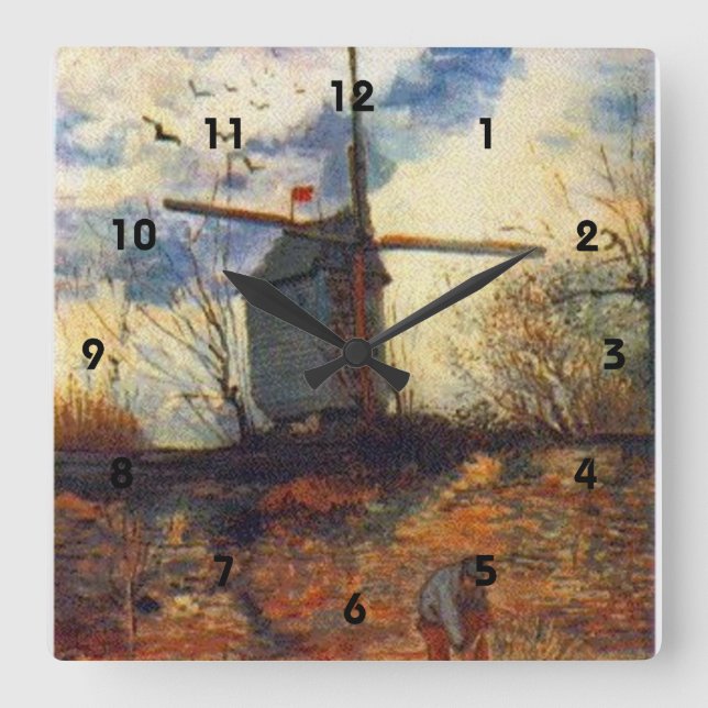 Reloj Cuadrado Le Moulin de la Galette Van Gogh (Anverso)