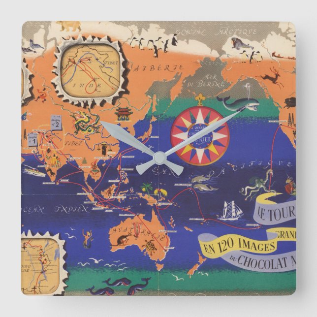 Reloj Cuadrado Le Tour du Monde (Anverso)