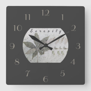 Reloj Cuadrado Leaf De Serenidad Con Guión Moderno Se Salta En La