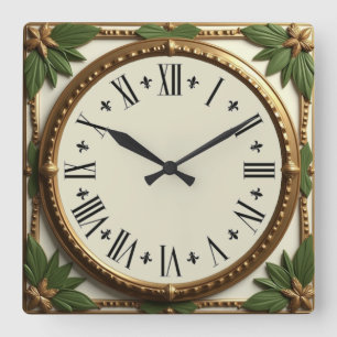Reloj Cuadrado Leafs Art Deco