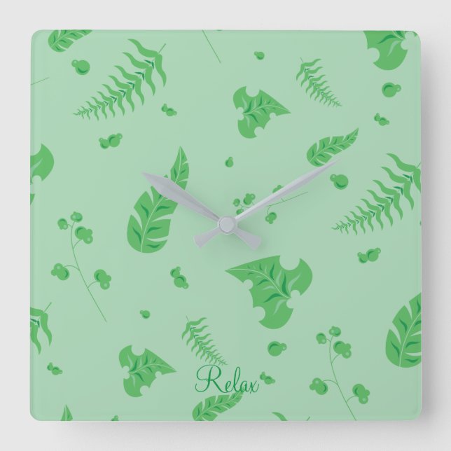 Reloj Cuadrado Leafy (Anverso)