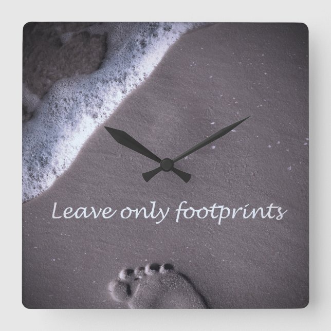 Reloj Cuadrado Leave Only Footprints - Grey (Anverso)