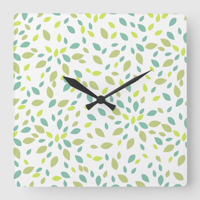Reloj Cuadrado Leaves (Green) (Anverso)
