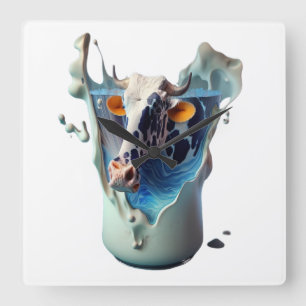 Reloj Cuadrado Leche de vaca