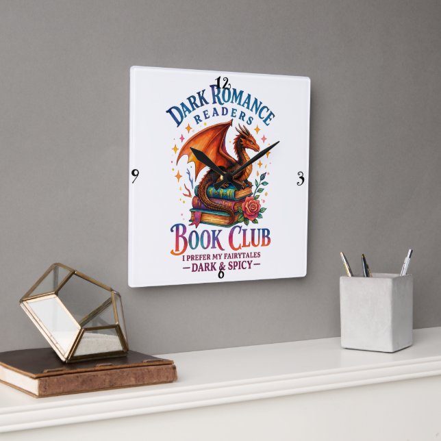 Reloj Cuadrado Lectores de Romance oscuro... (Oficina)