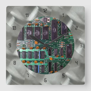 Reloj Cuadrado LED negro de aluminio con pincel simulado