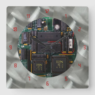 Reloj Cuadrado LED rojo de PCB de aluminio pinchado simulado