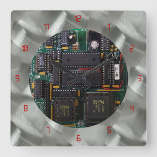 Reloj Cuadrado LED rojo de PCB de aluminio pinchado simulado