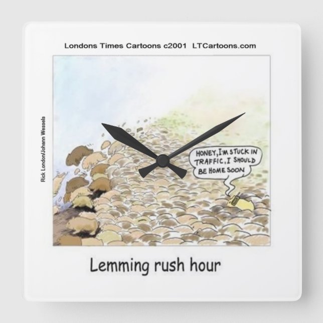Reloj Cuadrado Lemmings Rush Hour Funny Wall Clock (Anverso)