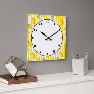 Reloj Cuadrado Lemon Citrus fun kitchen fruit wall clock