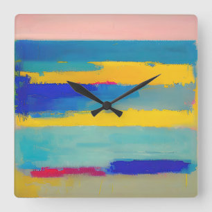 Reloj Cuadrado "Lemonade Lullaby" Resumen de arte