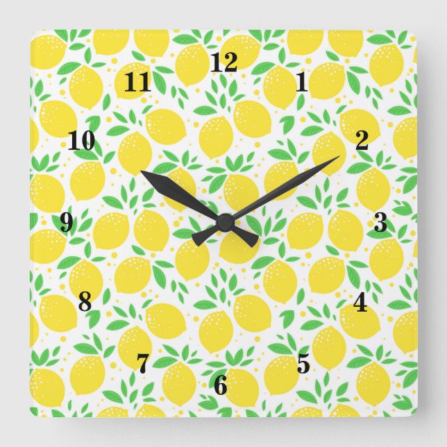 Reloj Cuadrado Lemones Amarillos Frescos 3 (Anverso)