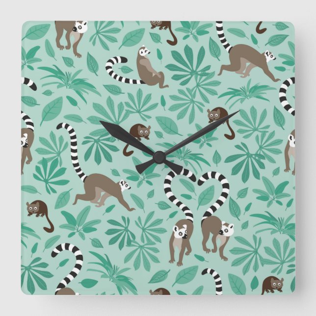 Reloj Cuadrado Lemur love mint leaves (Anverso)