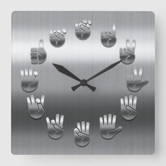 Reloj Cuadrado Lenguaje de Rótulo -inoxidable