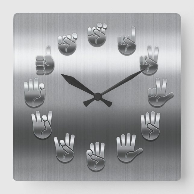 Reloj Cuadrado Lenguaje de Rótulo -inoxidable (Anverso)