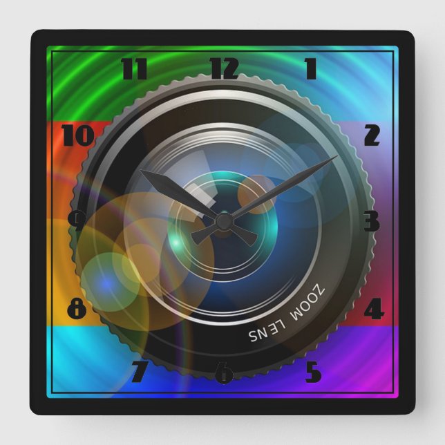 Reloj Cuadrado Lente de cámara (Anverso)