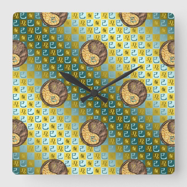 Reloj Cuadrado Leo & Serpiente de Tierra (Anverso)