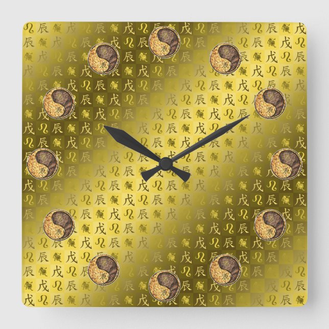Reloj Cuadrado Leo y Dragón de Tierra (Anverso)