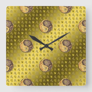 Reloj Cuadrado Leo y Dragón de Tierra