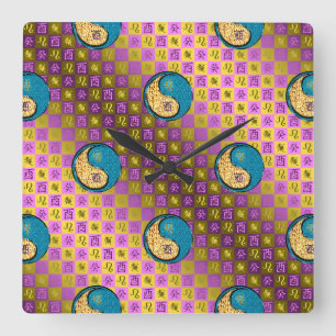 Reloj Cuadrado Leo y Gallo de Agua