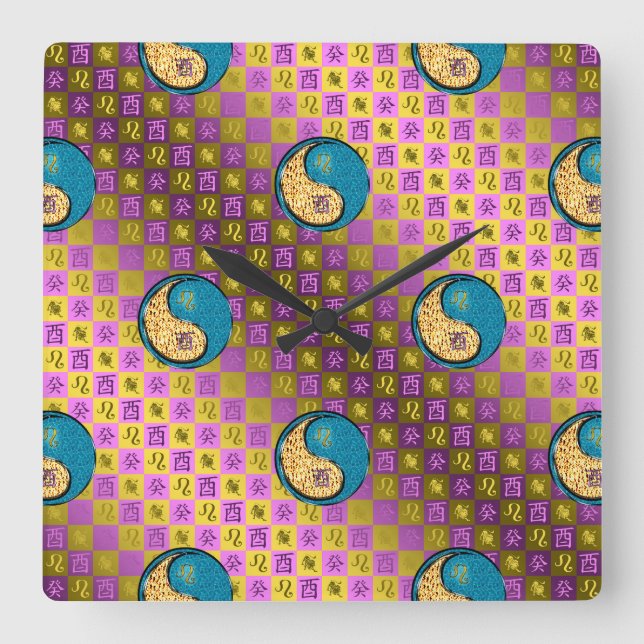 Reloj Cuadrado Leo y Gallo de Agua (Anverso)