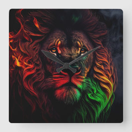 Reloj Cuadrado León amarillo verde rojo 01