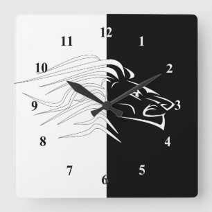 Reloj Cuadrado León - Blanco y Negro