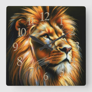 Reloj Cuadrado León de dibujo de pasto duro