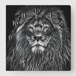 Reloj Cuadrado León gris majestuoso