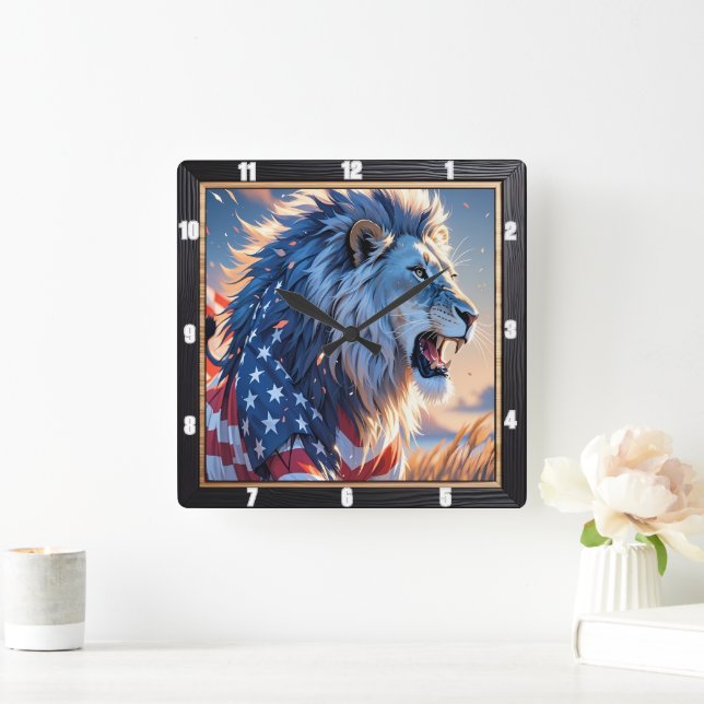 Reloj Cuadrado León patriótico Majestic (Hogar)