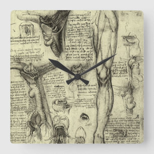 Reloj Cuadrado Leonardo da Vinci Antiguo Anatomía Humana Laringe 