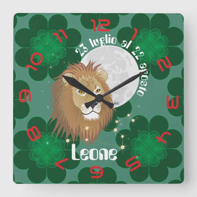 Reloj Cuadrado Leone 23 luglio al 22 agosto Orologio (Anverso)