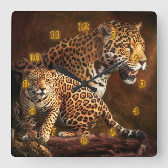 Reloj Cuadrado LEOPARD "La noche salvaje" (Anverso)