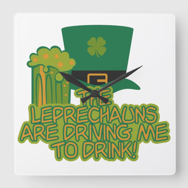 Reloj Cuadrado Leprechaun custom wall clock (Anverso)