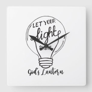 Reloj Cuadrado Let Your Light Shine with God's Lanterns
