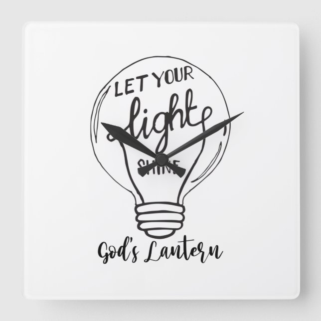 Reloj Cuadrado Let Your Light Shine with God's Lanterns (Anverso)