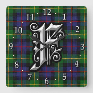 Reloj Cuadrado Letra clan farquharson F Monogram Tartán