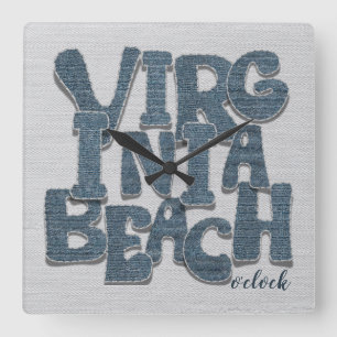 Reloj Cuadrado Letra de mezclilla de Virginia Beach