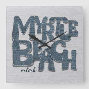 Reloj Cuadrado Letra de vaqueros de Myrtle Beach