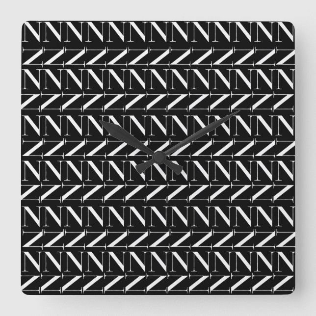 Reloj Cuadrado Letra inicial monograma N (Anverso)