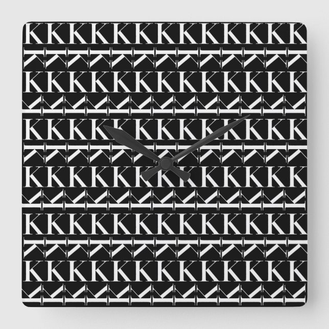 Reloj Cuadrado Letra monográfica inicial K (Anverso)